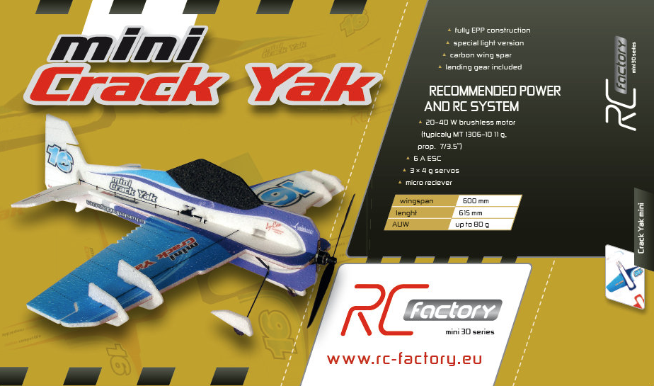 Crack Yak Mini 600mm Rc Factory  Kit Indoor